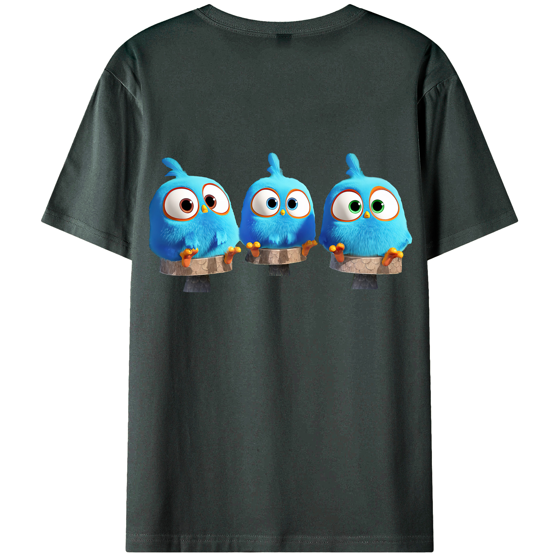 （画像用） Angry Birds アングリーバード 綿100％ メンズ半袖Tシャツ（バックプリント） 通気性